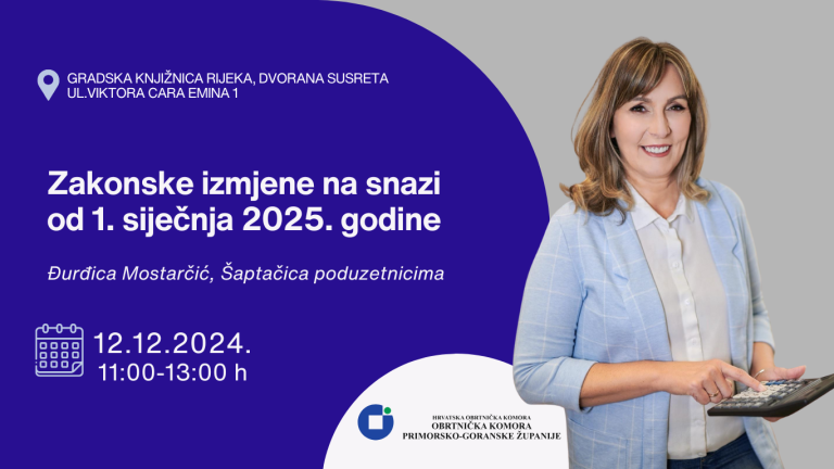 Najava seminara: Zakonske izmjene na snazi od 1. siječnja 2025. godine