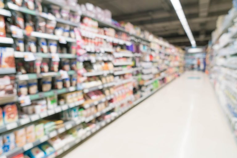 abstract blur in supermarket for background